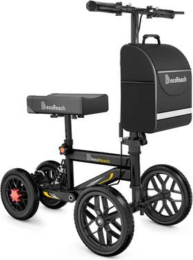 Blessreach 313109851801 Deluxe Medical Scooter Double Handbrake All Terrain Steerable Knee Crut