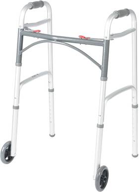 350bl Chaofei 797999034061 2-button Folding Walker With 2-wheel Adjustable Lightweight Silver