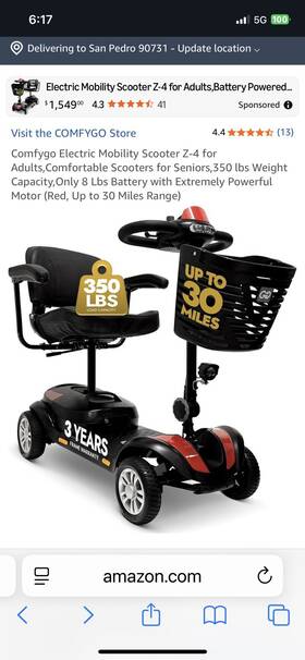 T580 Comfygo Mobility Scooters For Seniors Powered Scooter Adults With Seat