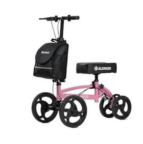 Elenker 008678866447 Steerable Knee Scooter Foldable Walker With Basket - Pink