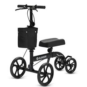 Elenker 713382206273 Best Value Knee Walker 10 Inch Front Wheels Steerable Medical Scooter Black