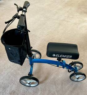 Jg-9155 Elenker Heavy-duty Knee Scooter/walker - Steerable Foldable Scooter. Blue Color