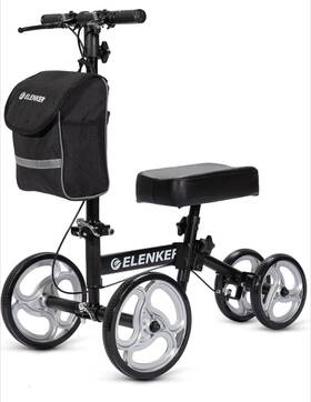 Mt-9251 Elenker Knee Walker With 10 Inch Front Wheels Steerable Deluxe Medical Scooter Black
