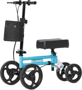Yf-9005e Elenker Adjustable Steerable Knee Scooter Walker Foot Ankle Blue White