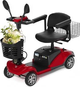 Da-011 Fwffwf Mobility Scooter Red 4 Wheels Electric Basket Cup Holder Light Da-011 Fwffwf Mobility Scooter Red 4 Wheels Electric Basket Cup Holder Light