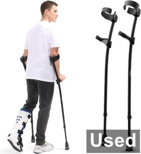 Hswzb8 Healthbazaar Adult Elbow Crutches With Ergonomic Handgrips Black