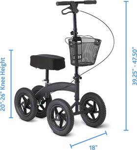 Medline 193489084897 All-terrain Knee Scooter Walker 350 Lbs Capacity Heavy Duty Blk New