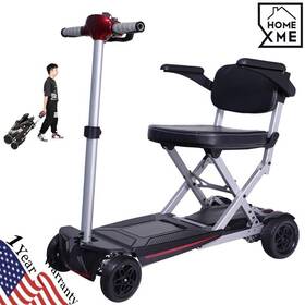 M2020-red Mobifree Lightweight Travel Mobility Scooter Foldable 4 Wheels 9.32miles 275 Lb Capatity