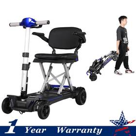M2085-blue Mobifree Lightweight Travel Mobility Scooter Foldable 4 Wheels 15.5miles 275 Lb Capatity