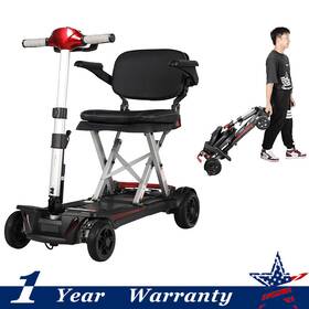 M2085-red Mobifree Lightweight Travel Mobility Scooter Foldable 4 Wheels 15.5miles 275 Lb Capatity