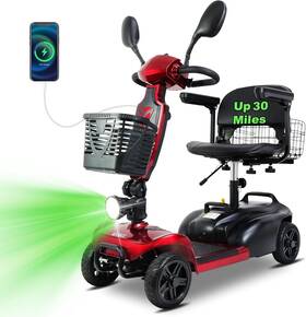 Movemagic 313049257206 30 Miles Long Range 4 Wheel Electric Mobility Scooter With 350w Motor Foldable