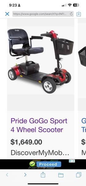 Pride 606509522472 Mobility Go-go Sport 44e 4-wheel Electric Travel Scooter For Adults New