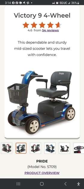 Sc710 Pride Mobility Products Corp. 738759821941 Victory 10 4-wheel Scooter - Blue