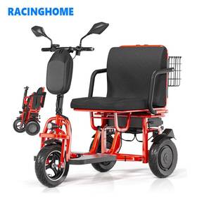 Ram2-bv-frt-redc Racinghome 700w 3-wheels Double Motor 4-speed Folding Electric Power Red Mobility Scooter