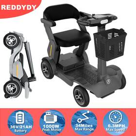 Spd-2-g Reddydy Fold Four Wheels Mobility Scooter With Basket Peak 1000w Powered For Seniors Adults