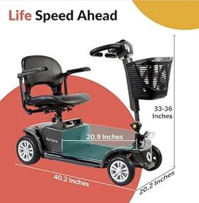 R100-bk Reyhee Cruiser Powered Folding Mobility Scooters 3.75mph And 8hr Ride Time