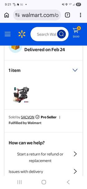Ac2511 Sacvon 4-wheeled Electric Mobility Scooter Basket Black 44kg