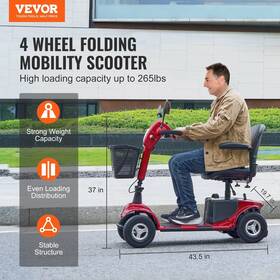 Vevor 197988202622 Heavy-duty 4 Wheel Mobility Scooter For Seniors 12 Mile Long Range 265lbs
