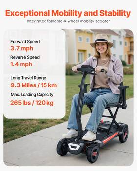 Vevor 197988884194 4-wheel Electric Mobility Scooter For Adults And Seniors Integrated Foldable Mob
