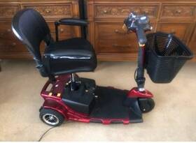 Mob1025 Vive Red 3 Wheel Mobility Scooter 265 Lb Cap Easy Transport Lightweight