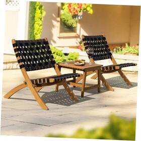 Fb3e Yes4all Foldable Reclining Set 3 Conversation Wood-rope Bistro