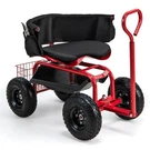 Costway Cushioned Rolling Garden Cart Scooter With Storage Basket And Tool Pouch. Fixed Price $238.09.
