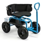 Costway Cushioned Rolling Garden Cart Scooter With Storage Basket And Tool Pouch. Fixed Price $238.09.