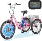 Mophoto 26 7 Speeds Wheels Adult Electric 24 Inch Tricycle Basket 350W 36V. Fixed Price $669.99.