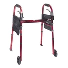 Red Deluxe Folding Travel Walker 5" Wheels Adjustable Carry Bag Lightweight. Fixed Price $99.00.