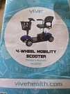 4 Wheel Mobility Scooter (vive Health) - Easily Transportable, Full Featured. Fixed Price $550.00.