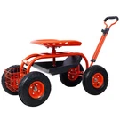 Outdoor Rolling Scooter Garden Cart With Wheels Tool Tray 360 Swivel Seats. Fixed Price $128.00.