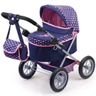 Bayer Trendy Doll Pram Stroller - Navy Pink Hearts, Foldable W/ Bag, 18" Max. Fixed Price $61.99.