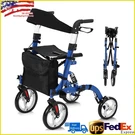 Foldable All Terrain Rollator Walker With Seat And 12" Rubber Wheels For Seniors. Fixed Price $114.94.