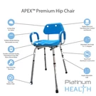 Platinum Health Post-op Hip Chair Apex Bath Shower Adjustable Height Seat Angle. Fixed Price $149.00.