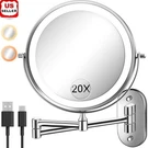 Double Sided 20X 1X Magnifying Wall Mirror Rechargeable Lighted Bathroom Use. Fixed Price $51.66.