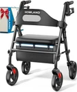 Foldable Rollator Walkers With Seat For Seniors, 8'' Big Wheels, 350 Lb. Weight. Fixed Price $103.99.